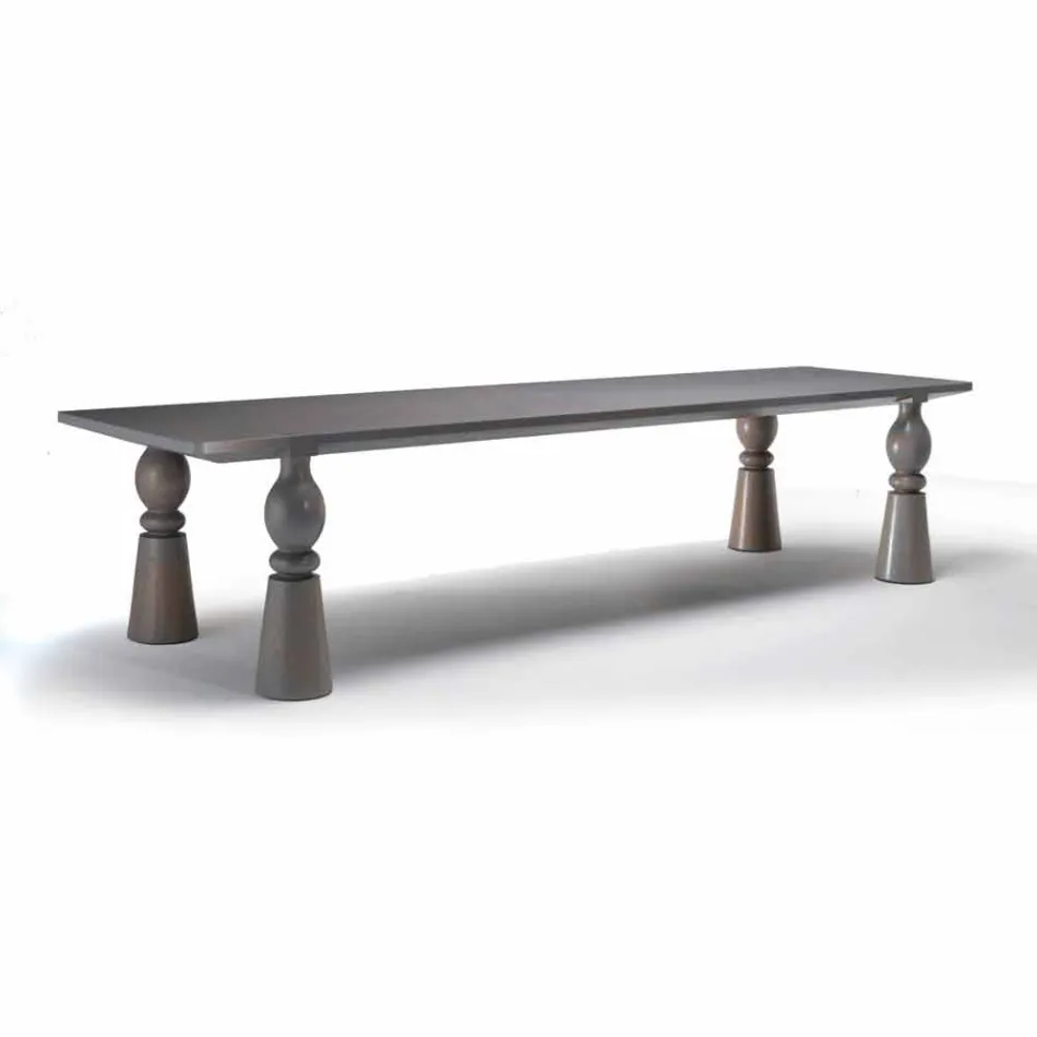 Design dining table in gray oak wood, made in Italy, Theseus Viadurini