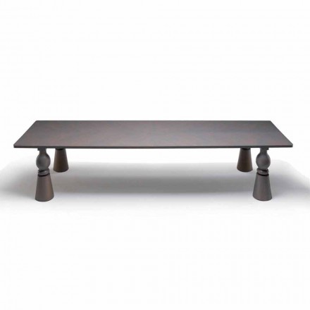 Design dining table in gray oak wood, made in Italy, Theseus Viadurini