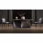 Design Dining Table in Smoked Glass and Oiled Ash Made in Italy - Croma Viadurini