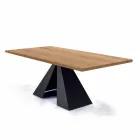 Veneered Dining Table with Steel Base Made in Italy - Dalmatian Viadurini