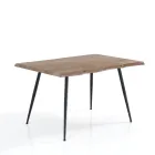 Steel Dining Table with Mdf Top in Oak Finish - Gherardo Viadurini
