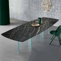 Ceramic Dining Table and Extralight Glass Base Made in Italy - Random