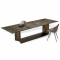 Emperador Ceramic and Bronze Metal Dining Table Made in Italy - Dark Brown