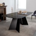 Dining Table in Florim Thunder Night Polished Ceramic and Steel - Medunotav