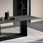 Anthracite Savoy Stone Ceramic Dining Table Made in Italy - Dark Brown Viadurini