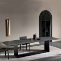 Anthracite Savoy Stone Ceramic Dining Table Made in Italy - Dark Brown