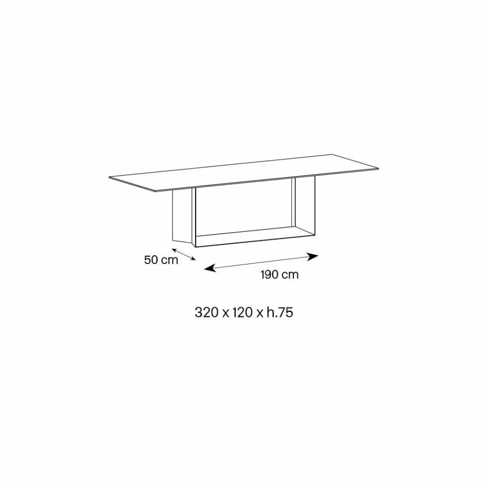 Anthracite Savoy Stone Ceramic Dining Table Made in Italy - Dark Brown Viadurini