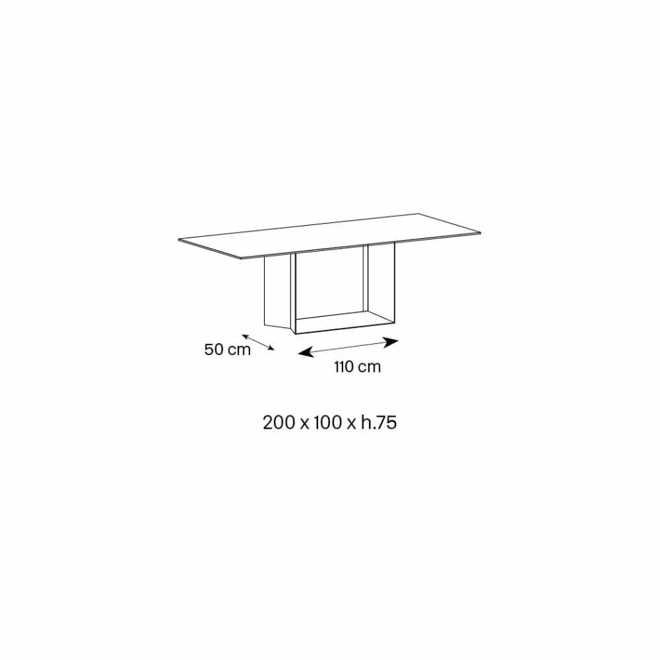 Anthracite Savoy Stone Ceramic Dining Table Made in Italy - Dark Brown Viadurini