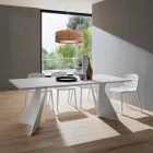 Dining Table in Fenix and Painted Metal Made in Italy - Dotto Viadurini