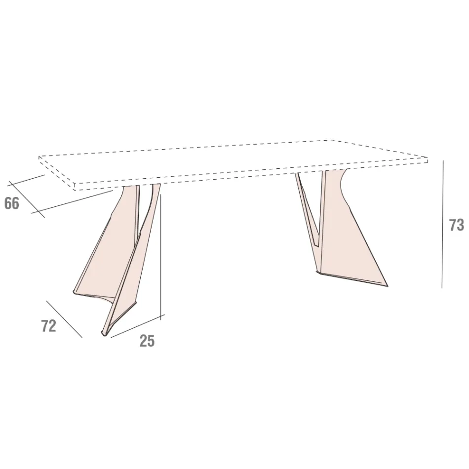 Dining Table in Fenix and Painted Metal Made in Italy - Dotto Viadurini