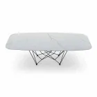 Dining Table in Hypermarble and Steel Made in Italy, High Quality - Ezzellino Viadurini