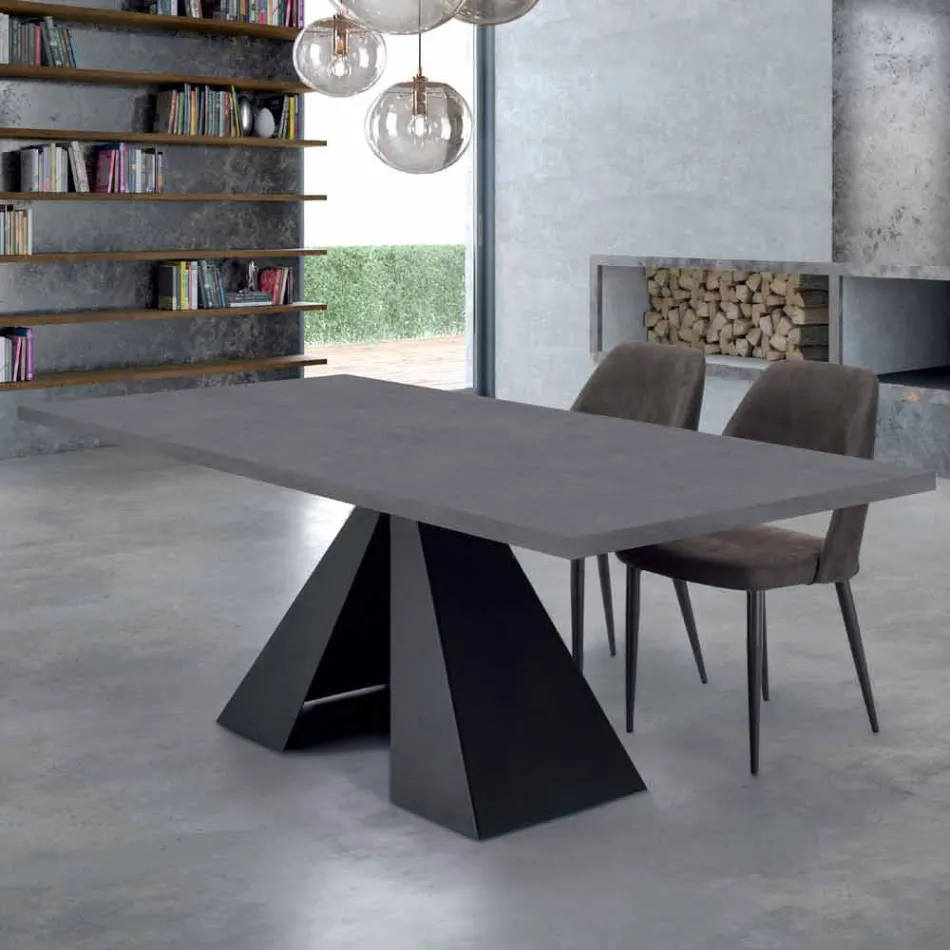 Dining Table in HPL Laminate and High Quality Made in Italy Steel - Dalmatian Viadurini