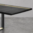 Dining Table in Knotted Oak and Metal Elements Made in Italy - Giusy Viadurini
