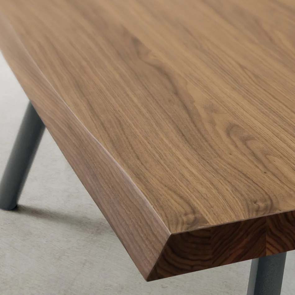 Dining Table in Wood and Aluminum Made in Italy, Precious - Lingotto Viadurini