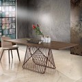 Modern dining table in chipboard and veneered wood made in Italy