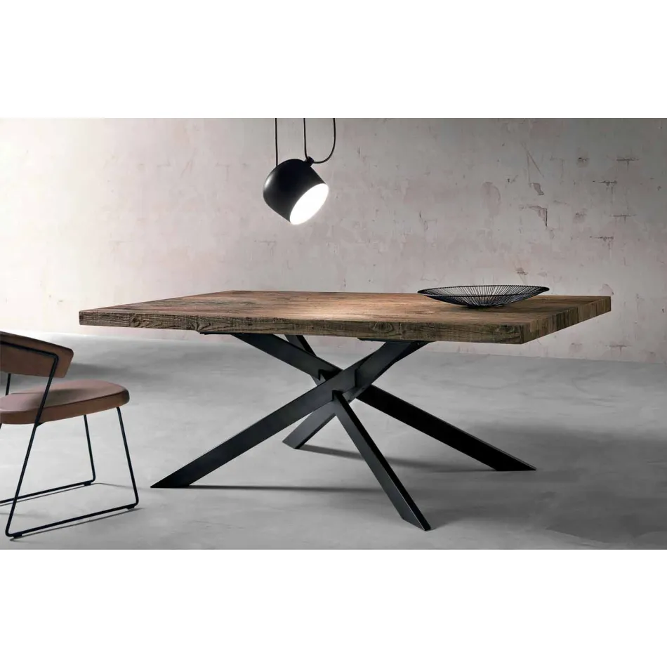 Modern solid wood dining table made in Italy Oncino Viadurini