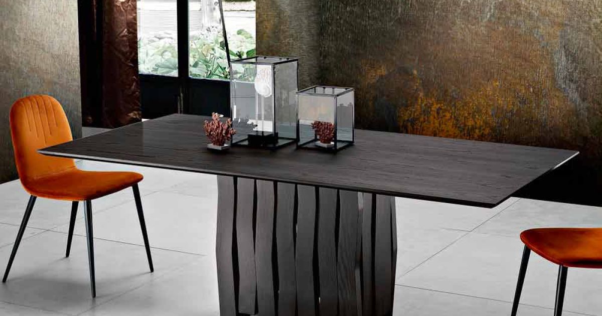 Modern design dining table in MDF wood made in Italy, Egisto