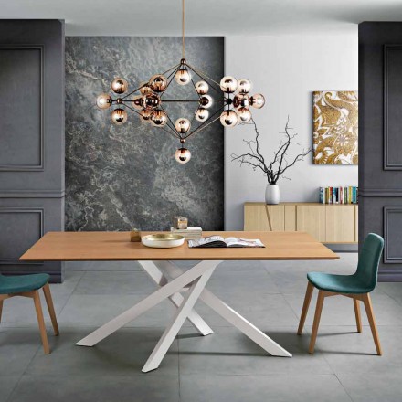 Dining table in MDF wood and modern metal made in Italy, Dionigi Viadurini
