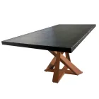 Dining Table in Oak Wood and Nuvolato Copper Color Metal Made in Italy - Patty Viadurini