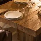 Dining Table in Recycled Tropical Wood with Double Base - Slide Viadurini