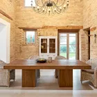 Dining Table in Recycled Tropical Wood with Double Base - Slide Viadurini