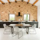 Dining Table in Recycled Tropical Wood and Metal Legs - Slide Viadurini