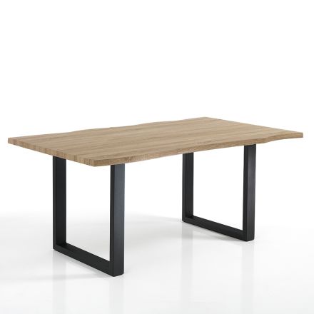 Dining Table in Mdf with Legs in Black Painted Steel - Cheetah Viadurini