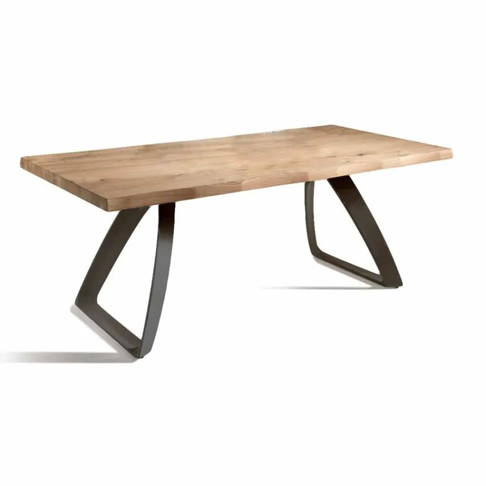 Dining Table in Metal and Veneered Oak Made in Italy - Aryssa Viadurini