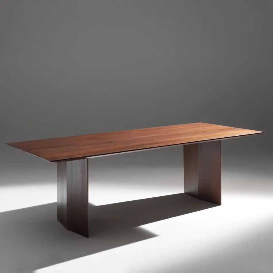 Dining Table in Plywood Veneered in Heat-Treated Ash - Aquarium Viadurini