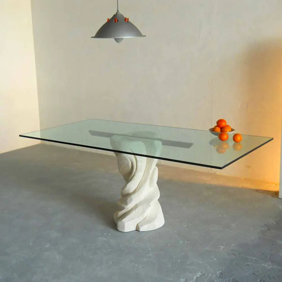 Designer dining table made of natural stone and crystal Urano Viadurini