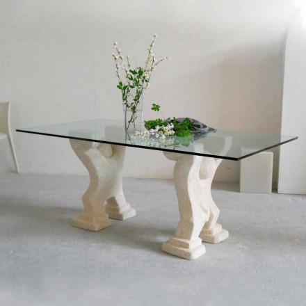 Contemporary design stone and crystal dining table Medusa Viadurini