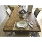 Dining Table in Secular Oak and Metal Made in Italy - Dite, Unique Piece Viadurini