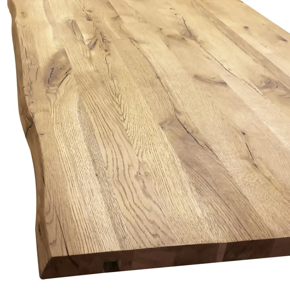 Dining Table in Masellato Plated Oak and Metal Made in Italy - Riad Viadurini