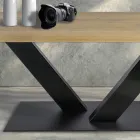 Dining Table in Masellato Plated Oak and Metal Made in Italy - Riad Viadurini