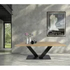Dining Table in Masellato Plated Oak and Metal Made in Italy - Riad Viadurini