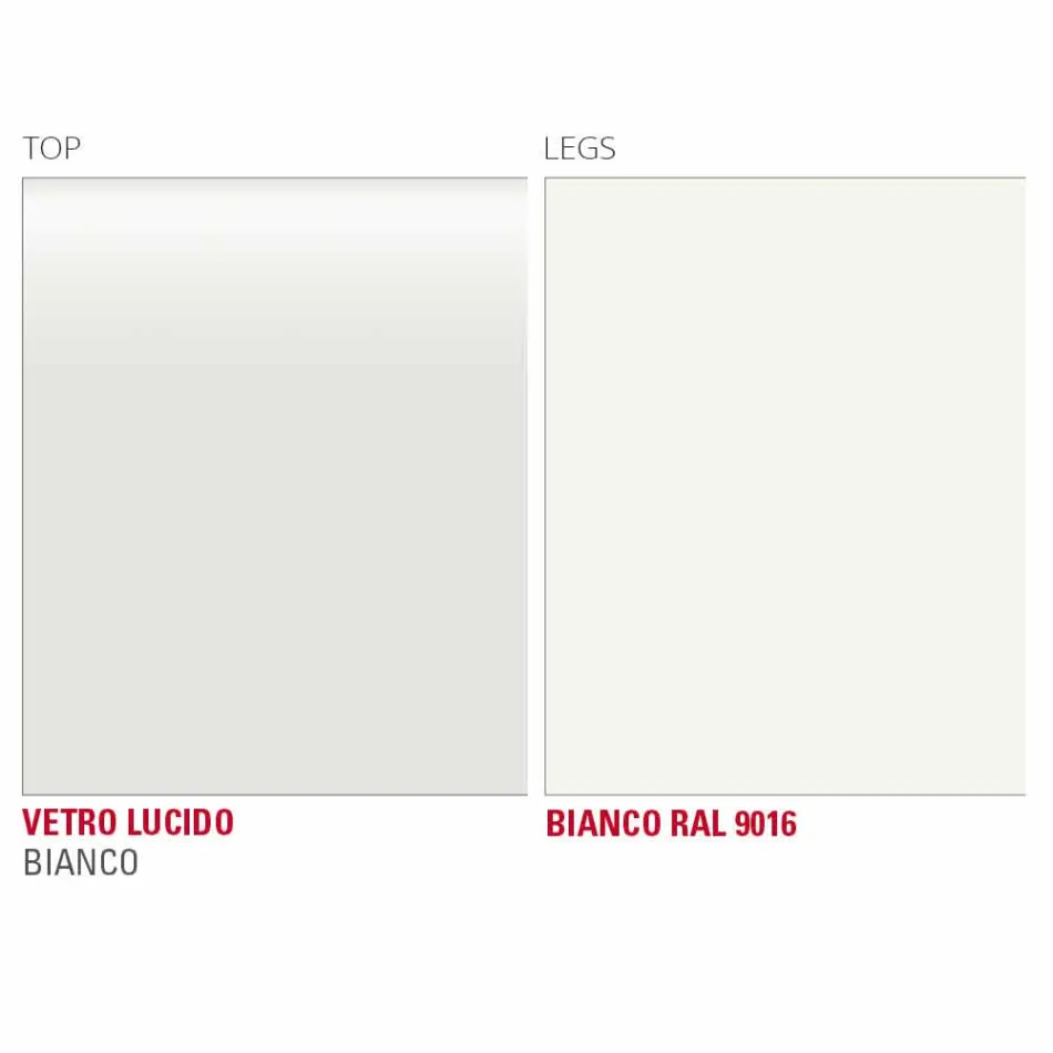 Dining Table in White Glass and Painted Metal Made in Italy - Brooch Viadurini