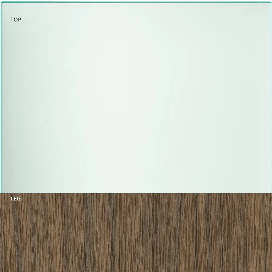 Dining Table in Glass and Legs in Oak or Canaletto Walnut - Aschio Viadurini