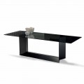 Dining Table in Smoked or Extra-clear Glass and Metal Made in Italy - Moro