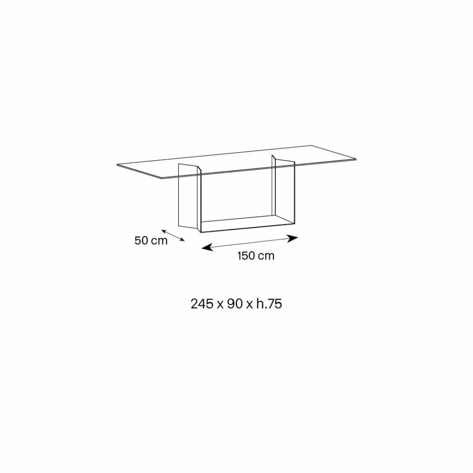 Dining Table in Smoked or Extra-clear Glass and Metal Made in Italy - Moro Viadurini
