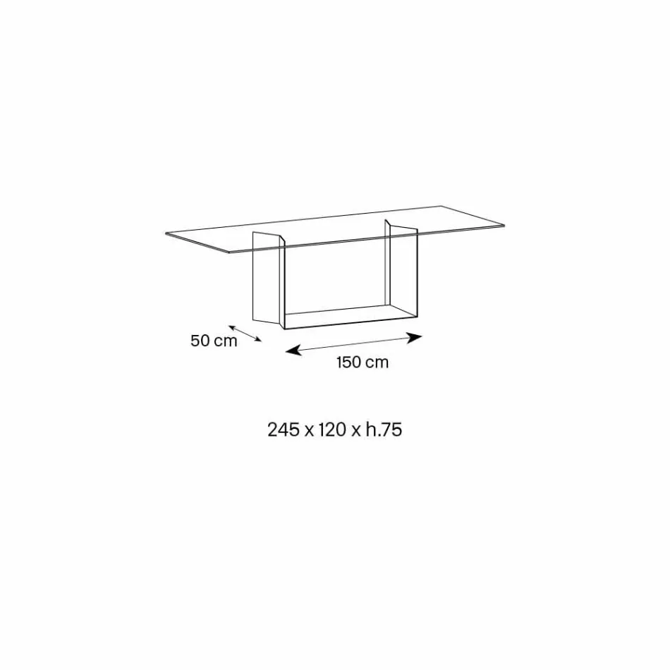 Dining Table in Smoked or Extra-clear Glass and Metal Made in Italy - Moro Viadurini