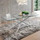 Luxury Tempered Glass and Metal Dining Table Made in Italy - Carlino Viadurini