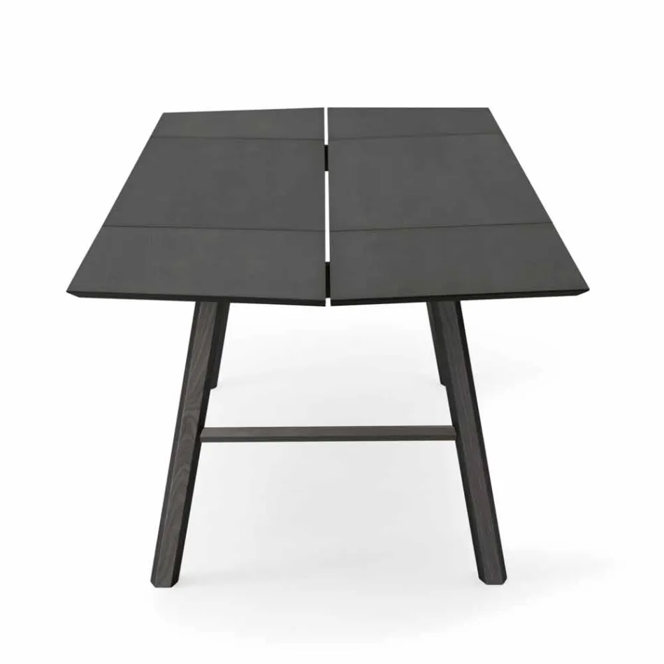 Modern Dining Table in Ash Wood with Black or Gold Details - Andria Viadurini
