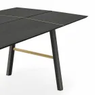 Modern Dining Table in Ash Wood with Black or Gold Details - Andria Viadurini