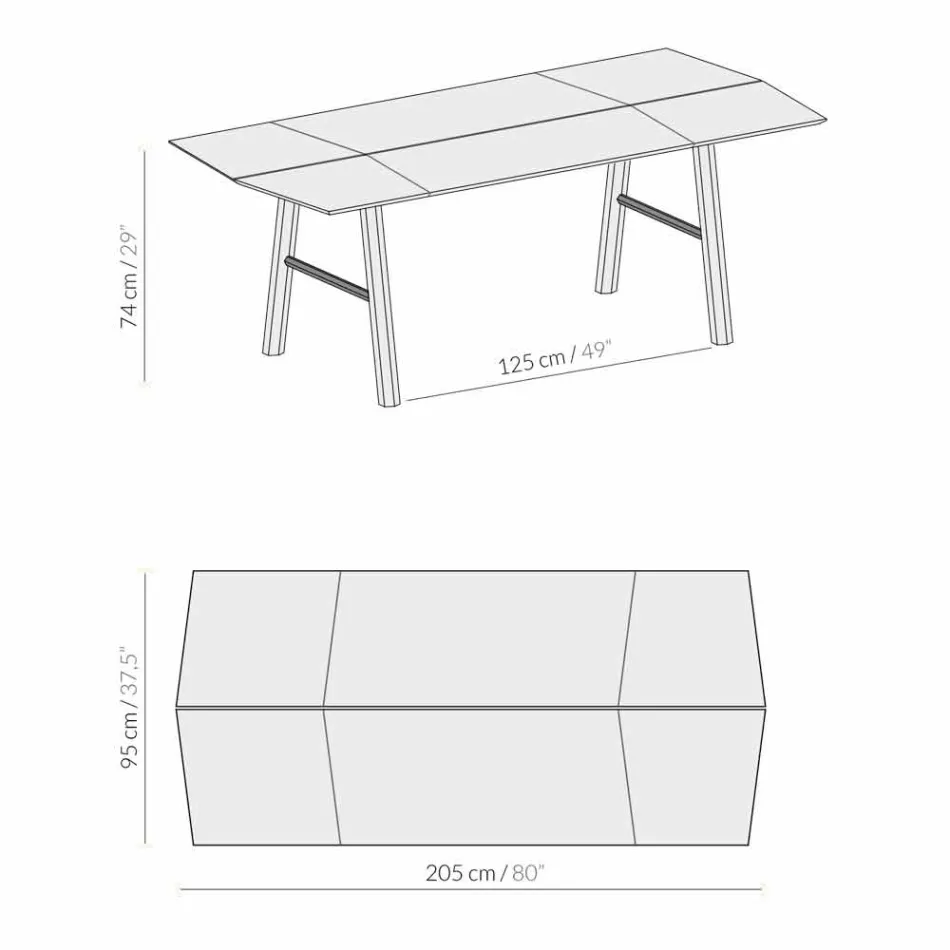 Modern Dining Table in Ash Wood with Black or Gold Details - Andria Viadurini