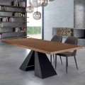 Modern Dining Table in Venereed Wood and Steel Made in Italy – Dalmata