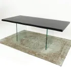 Modern Dining Table in Veneered Wood and Glass Made in Italy - Strappo Viadurini