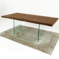 Modern Dining Table in Venereed Wood and Glass Made in Italy – Strappo