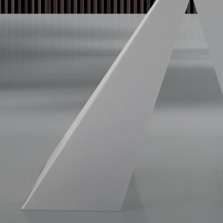 Modern Dining Table in Glass and White Steel Made in Italy - Dalmatian Viadurini