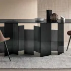 Modern Dining Table in Extra-clear or Smoked Glass Made in Italy - Random Viadurini
