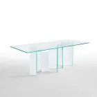 Modern Dining Table in Extra-clear or Smoked Glass Made in Italy - Random Viadurini